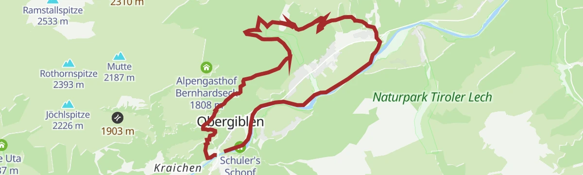 Route map: Lechwegschleife "Bergwald und Schnitzerdorf"